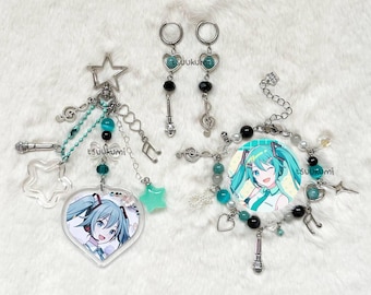 hatsune miku beaded jewelry set