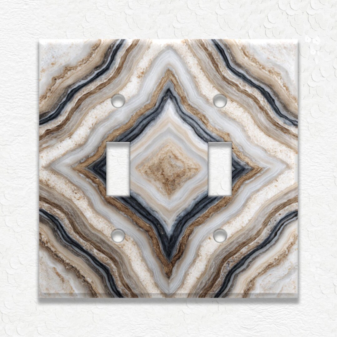 Cream Tan Book Matched Marble Design Metal Light Switch Covers and ...