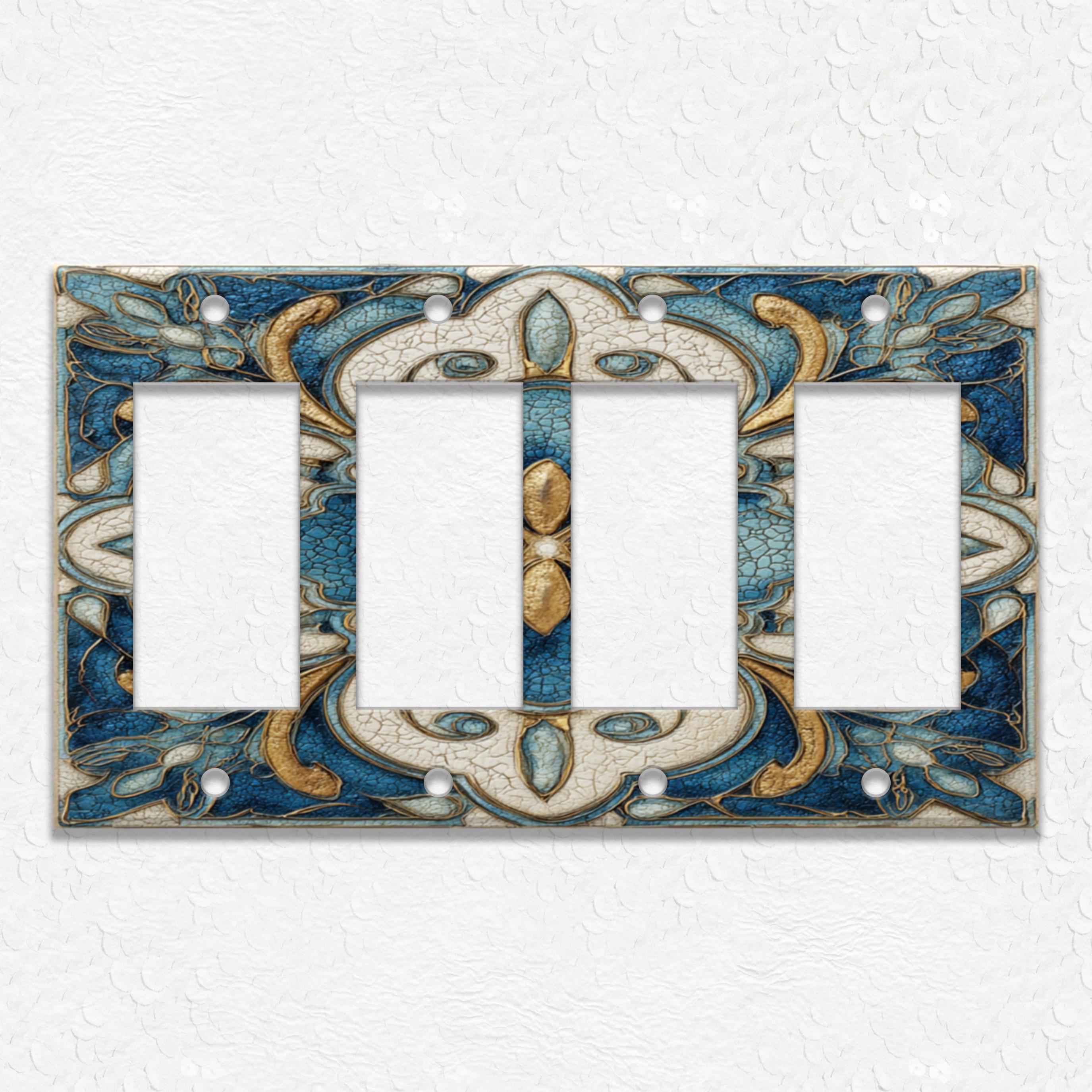 Antique Blue Design Metal Light Switch Covers and Outlets - Receptacle ...