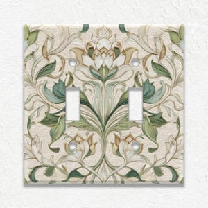 Green Art Nouveau Metal Switch Plate Covers and Outlets - Duplex Covers - Decorative Wall Plates Receptacle Covers - Vintage Home Decor