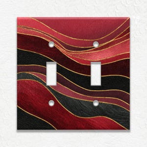 Metal Light Switch Covers and Outlets Red Ombre Hues Abstract Art Switch Plate Covers - Decorative Wall Plates - Wall Decor - Home Decor
