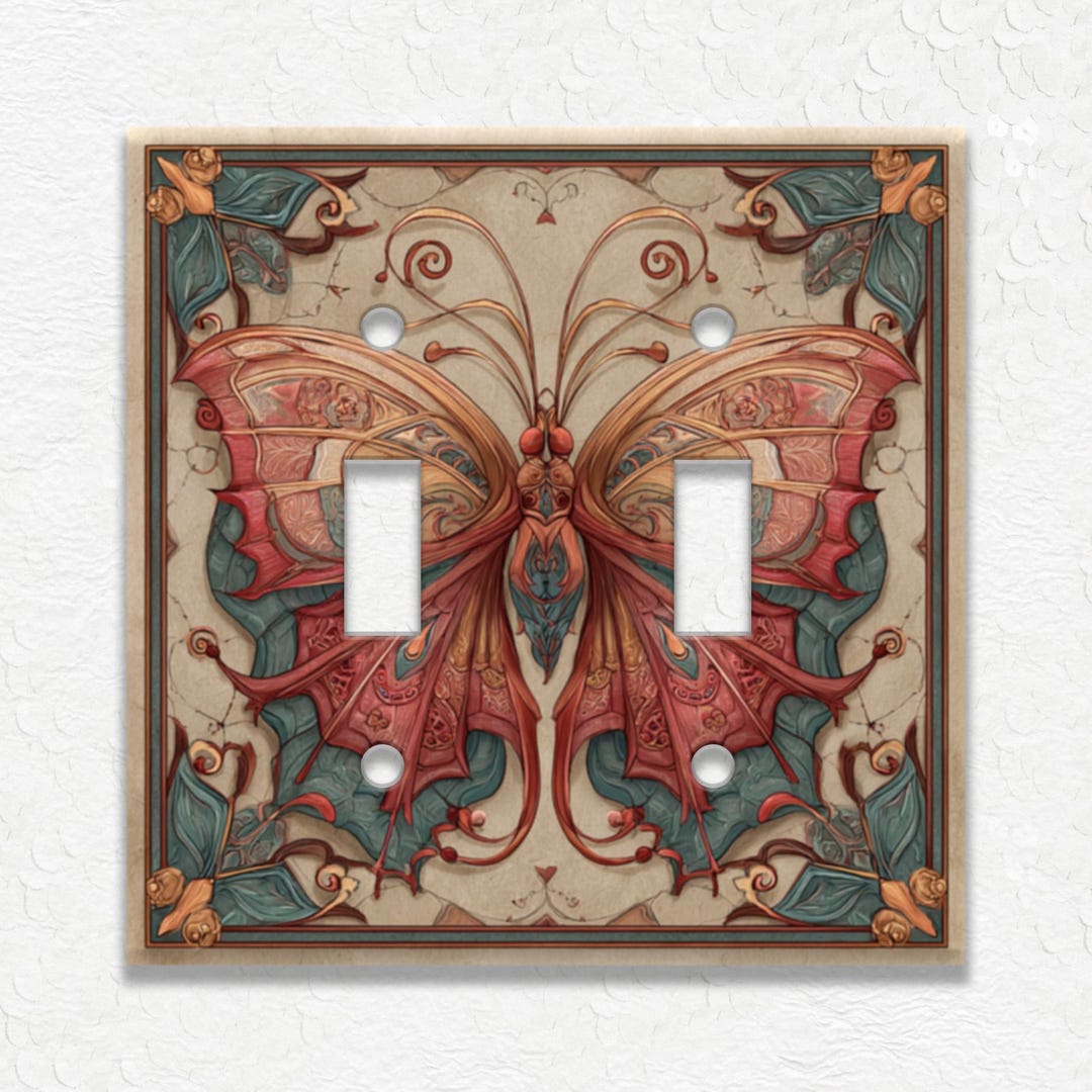 Art Nouveau Butterfly Design Metal Light Switch Plate Covers and ...