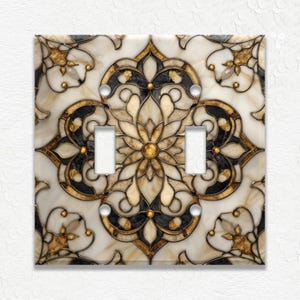 Art Nouveau Metal Light Switch Covers and Outlet Covers Decorative Stained Glass Design - Duplex Covers - Decorative Wall Plates