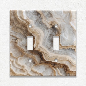 Tan Brown Marble Design Switch Plate Covers Metal Light Switch Covers and Outlets - Decorative Wall Plates - Wall Decor - Home Decor