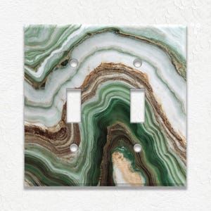 Green Marble Design Switch Plate Covers - Metal Light Switch Covers and Outlets - Decorative Wall Plates - Wall Decor - Marble Home Decor