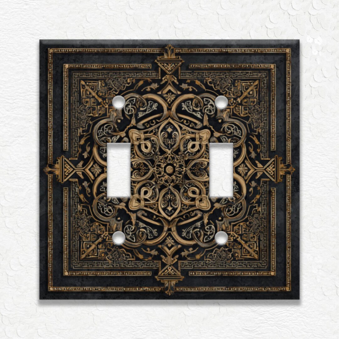 Antique Black and Gold Design Metal Switch Plate Covers Outlet Covers ...