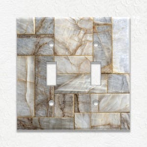 Marble Design Metal Switch Plate Covers and Outlet Covers - Duplex Covers - Decorative Wall Plates - Light Switch Covers Home Decor