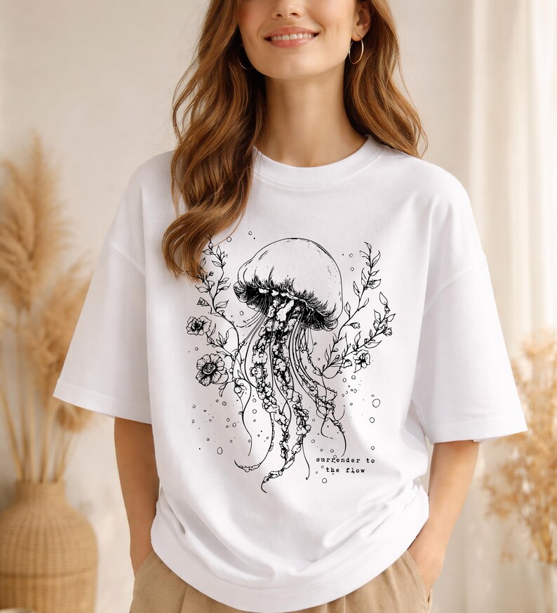 Floral Boho Sea Creatures PNG SVG: Ocean Lover T-Shirt Design (Digital Download) image 5