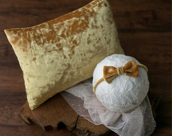 Pillow Headband Photography Prop, Gold Rush Headband Set, Newborn Size Headband,  Ready To Ship