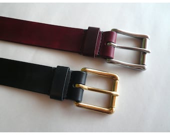 Leather Belt w/ Square Roller Buckle