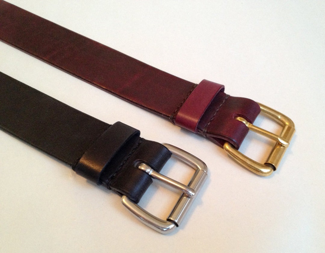 Leather Belt W/ Roller Buckle Etsy