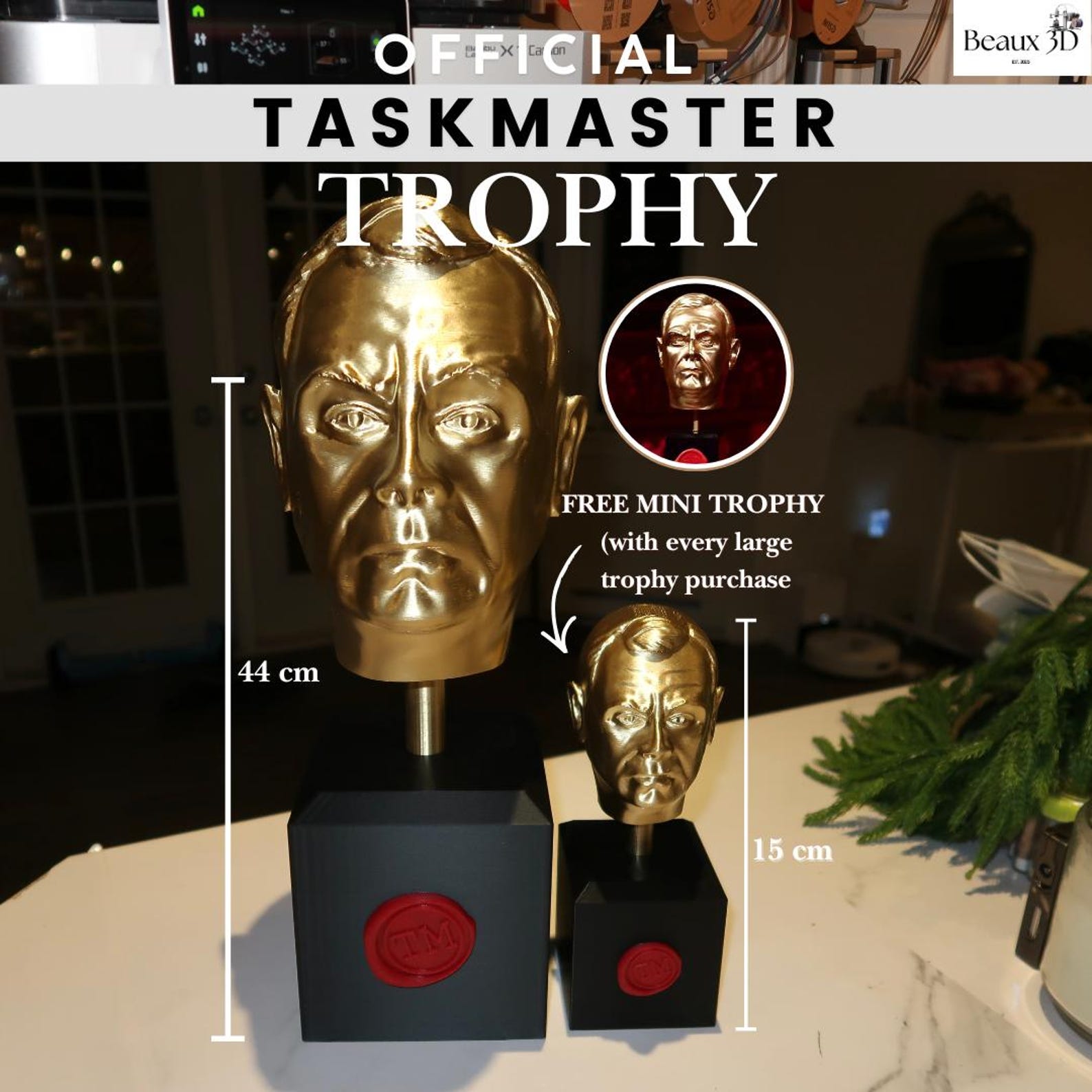 Taskmaster Trophy Replica 44cm + Free Mini Trophy (identical to the ...
