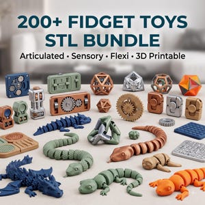 200+ Articulated Fidget Toys STL Bundle, 3D Printable Sensory Flexi Models (Digital Download)