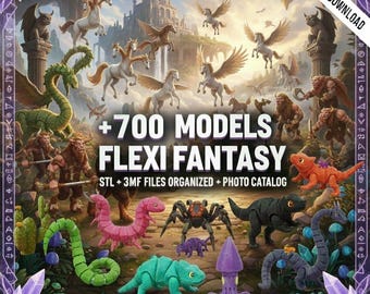 Más de 700 animales flexibles y modelos 3D articulados. Enorme paquete STL. Paquete de mascotas flexibles. Archivos de impresora 3D de descarga instantánea. Juguetes imprimibles.