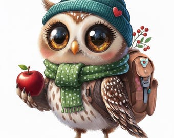 Owl Clipart PNG Cute Owl Illustrations Woodland Animal Clipart Baby Owl Graphics Watercolor Owl PNG |Sublimation Designs | Digital Download