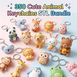 Paquete de más de 350 llaveros de animales en formato STL para impresión 3D (descarga instantánea)