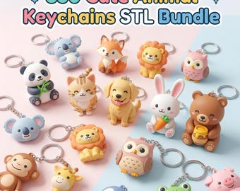 Paquete de más de 350 llaveros de animales en formato STL para impresión 3D (descarga instantánea)
