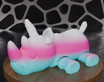 Modelo 3D articulado de rinoceronte pastel (archivo STL) / Juguete para impresión 3D (descarga digital)