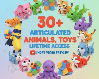 30+ Articulated Animals STL Bundle, Flexi 3D Print Models (Digital Download)