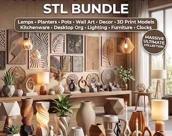 100GB+ Home Decor STL Bundle, 3D Printable Lamps, Vases, Wall Art (Digital Download)