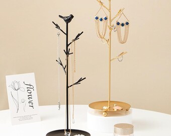 Jewelry Organizer Holder Gift For Girls, Jewelry Display Stand for Necklaces, Free Standing Tree Earring Stand, Ring Organizer Holder Gift