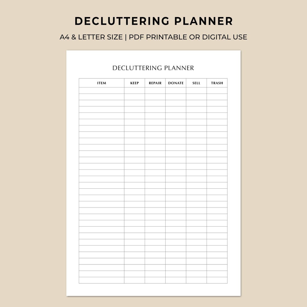 Decluttering Planner Printable | Home Organization & Seasonal Cleaning ...