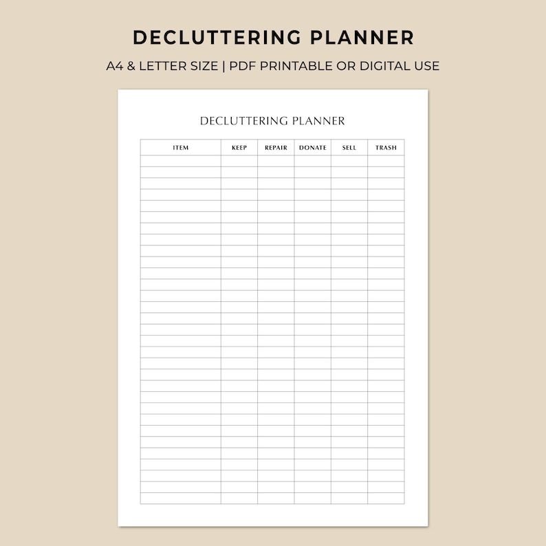 Decluttering Planner Printable | Home Organization & Seasonal Cleaning ...