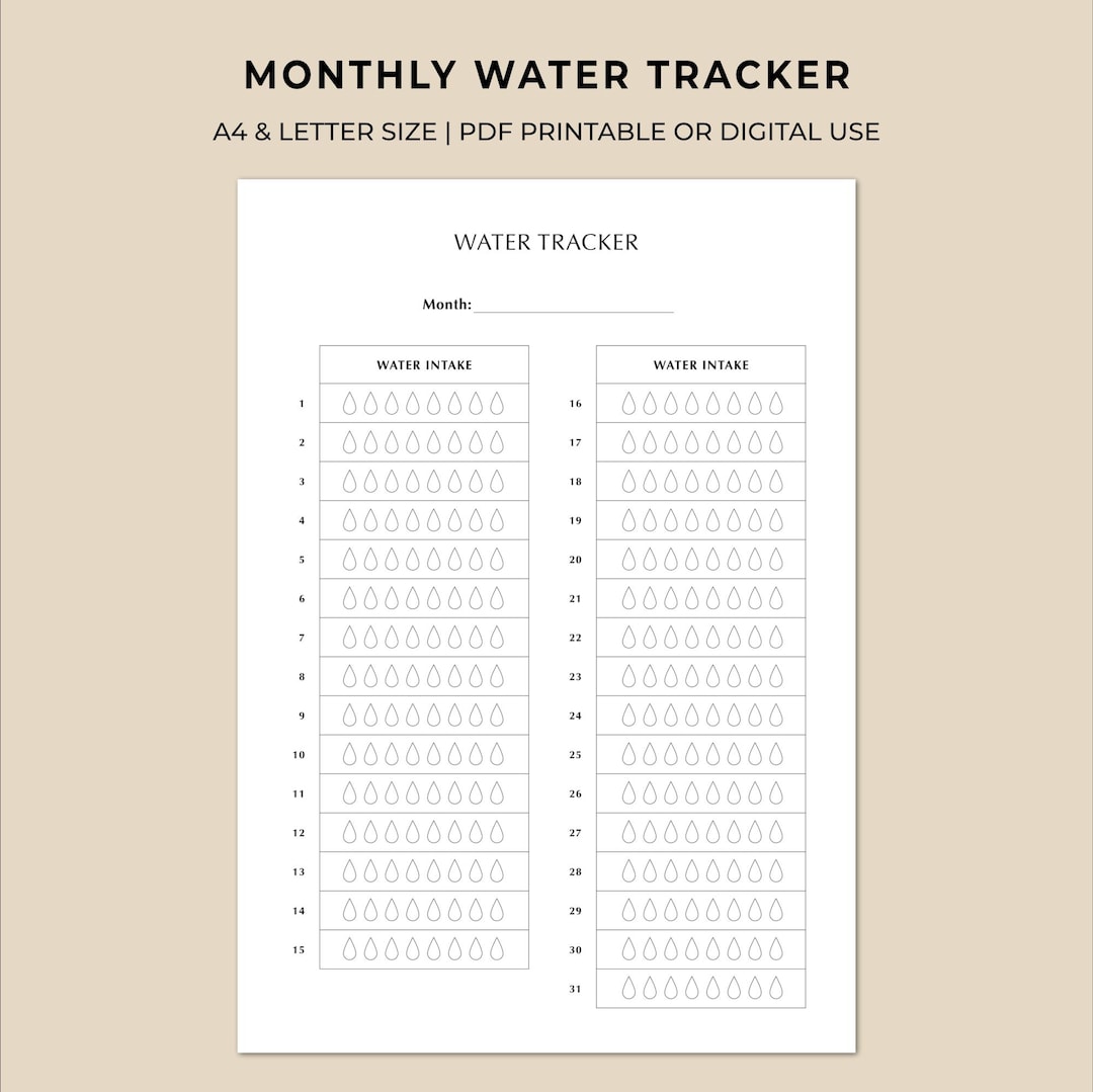 Water Intake Sheet.pdf Daily Water Intake Tracker Printable | Monthly Hydration Tracker With ...