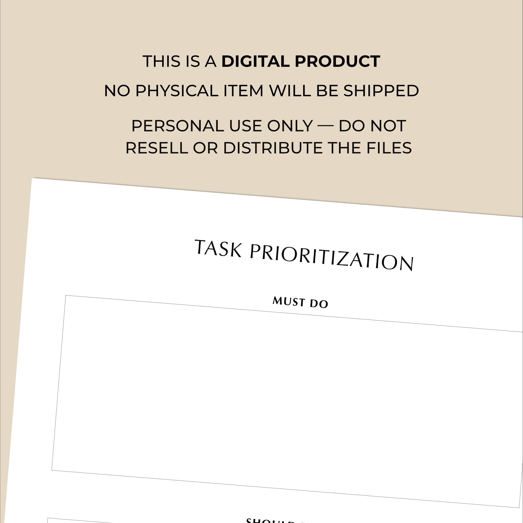 Task Prioritization Sheet | Printable Productivity Planner | Task ...