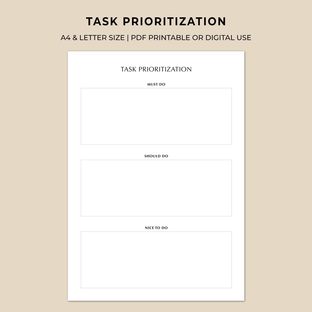 Priority Task Sheet Example Task Prioritization Sheet | Printable Productivity Planner | Task ...
