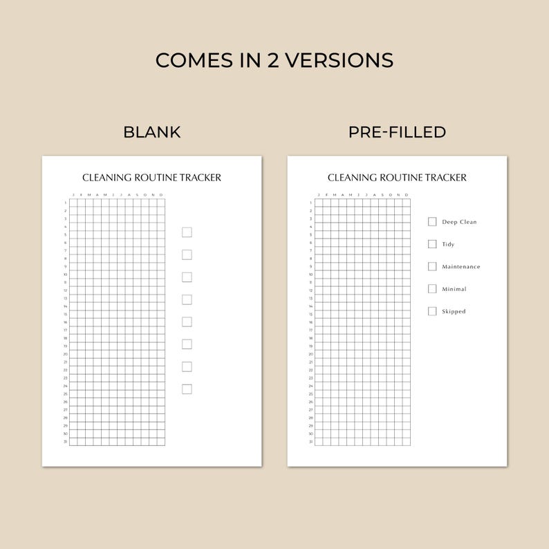 Cleaning Routine Tracker Printable | Year Color Coded Cleaning & Home ...