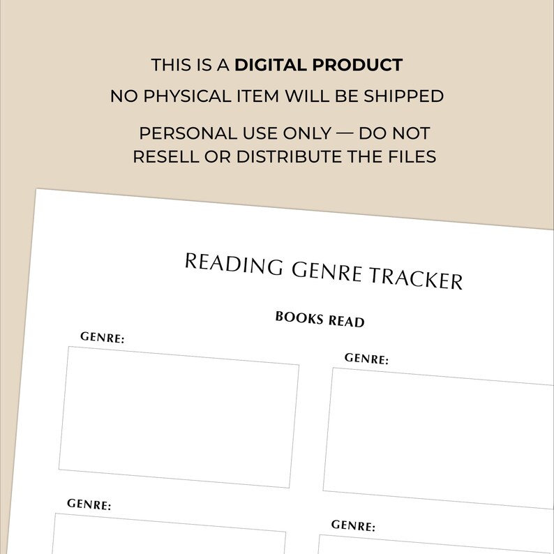 Genre Box Example Reading Genre Tracker Printable | Track Books Read by Genre - Etsy