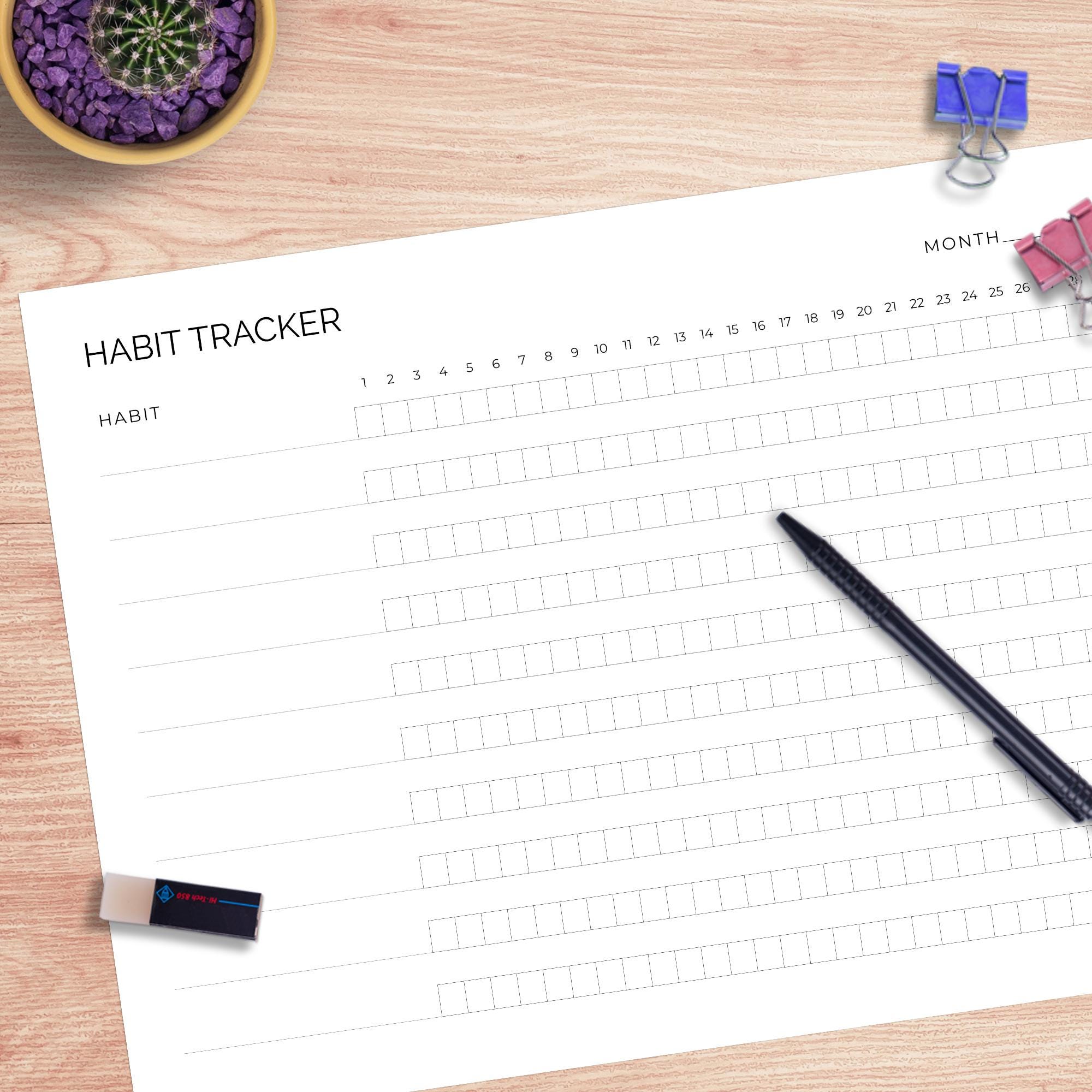 Monthly Habit Tracker Printable | Daily Progress Bars | Minimal Habit ...