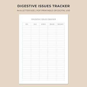 Digestion Issues Log Printable, Digestive Symptom Tracker, Gut Health Journal, Trigger & Treatment Log, Stomach Health Record PDF
