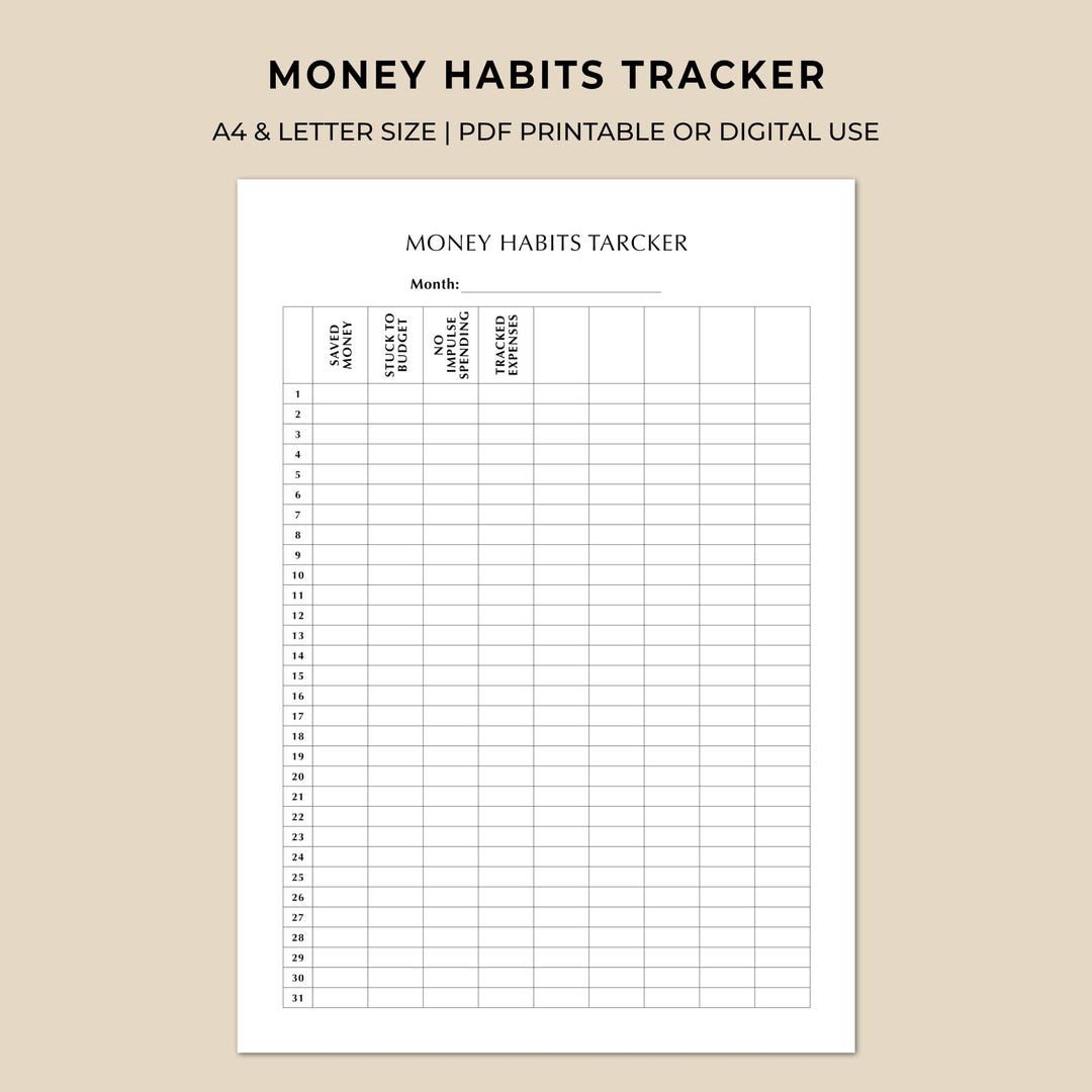 Money Routine Money Habits Tracker Printable | Financial Habits & Budget Discipline ...