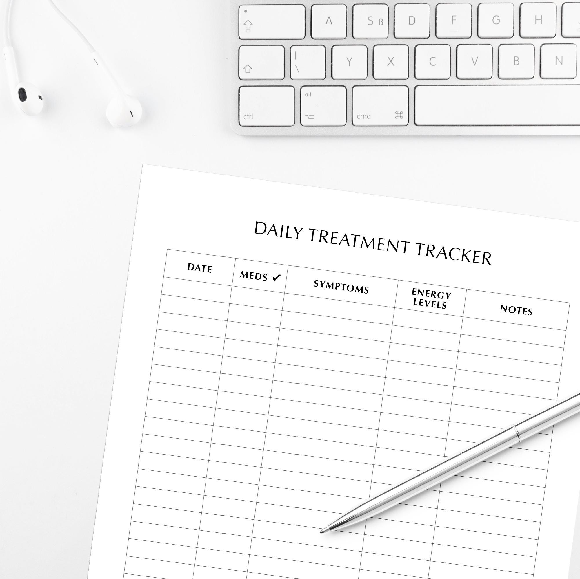 Daily Treatment Tracker Printable, Recovery & Medication Log, Symptom ...