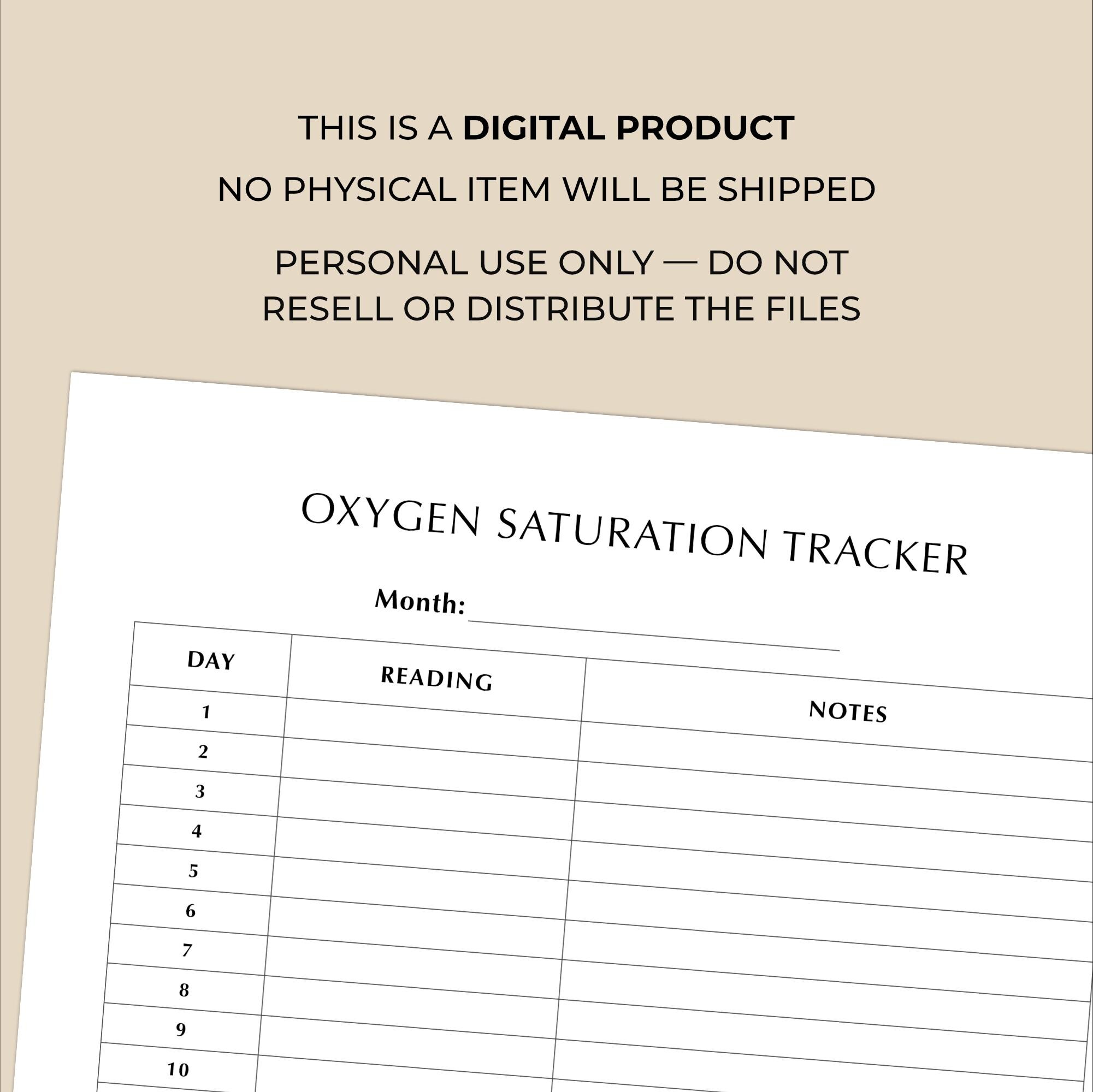Oxygen Spo2 Flow Chart.pdf Oxygen Saturation Tracker Printable, Monthly Spo2 Log, Daily Oxygen ...