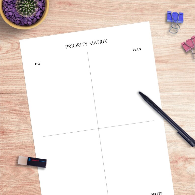 Task Priority Matrix – Classic Task Prioritization Planner | Productivity Printable – Eisenhower style image 4