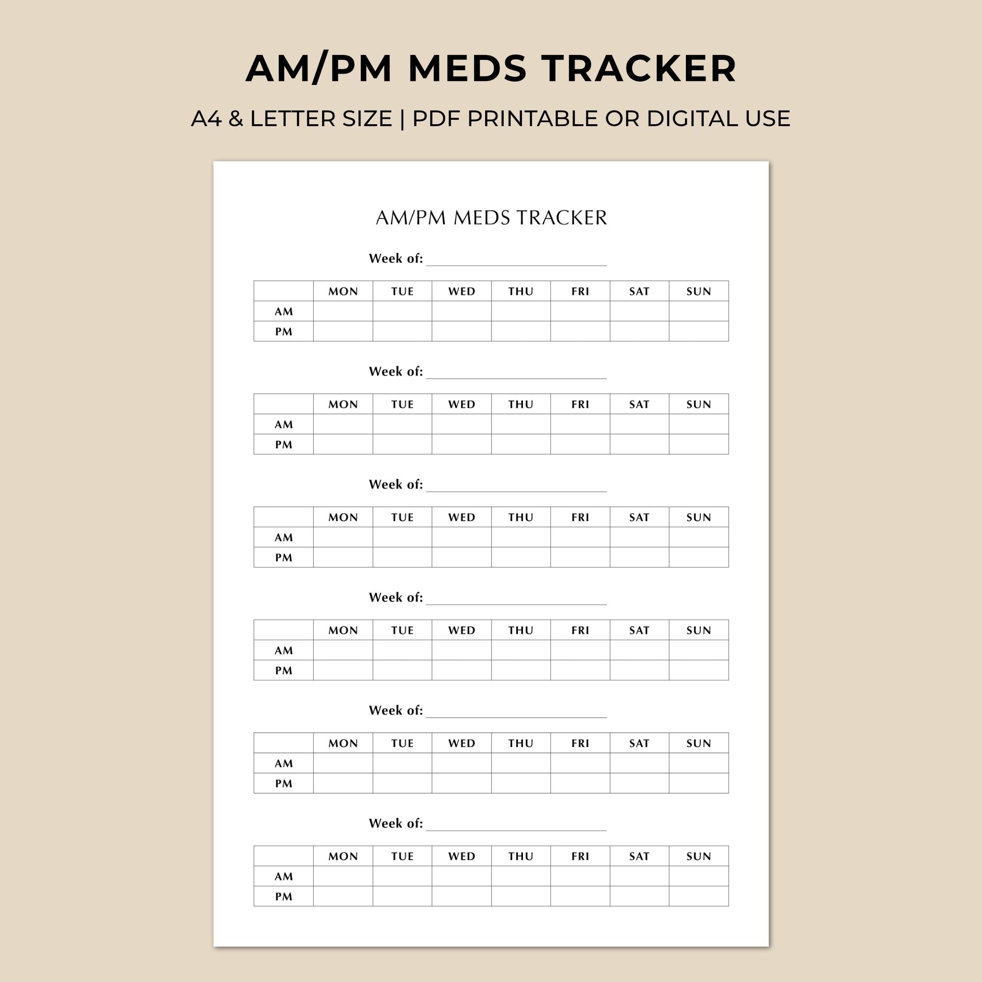 Weekly AM PM Medication Tracker Printable, Daily Pill Tracker, Morning ...