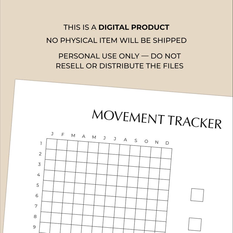 Movement Tracker Printable | Color Pixel Daily Movement & Activity ...