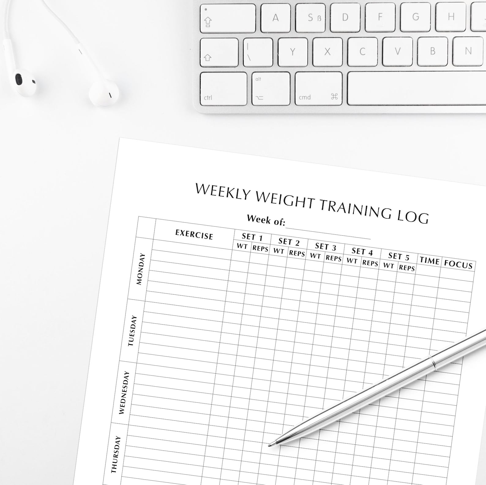 Strength Straining Log Printable Weekly Weight Training Log Printable | Strength Training Workout ...