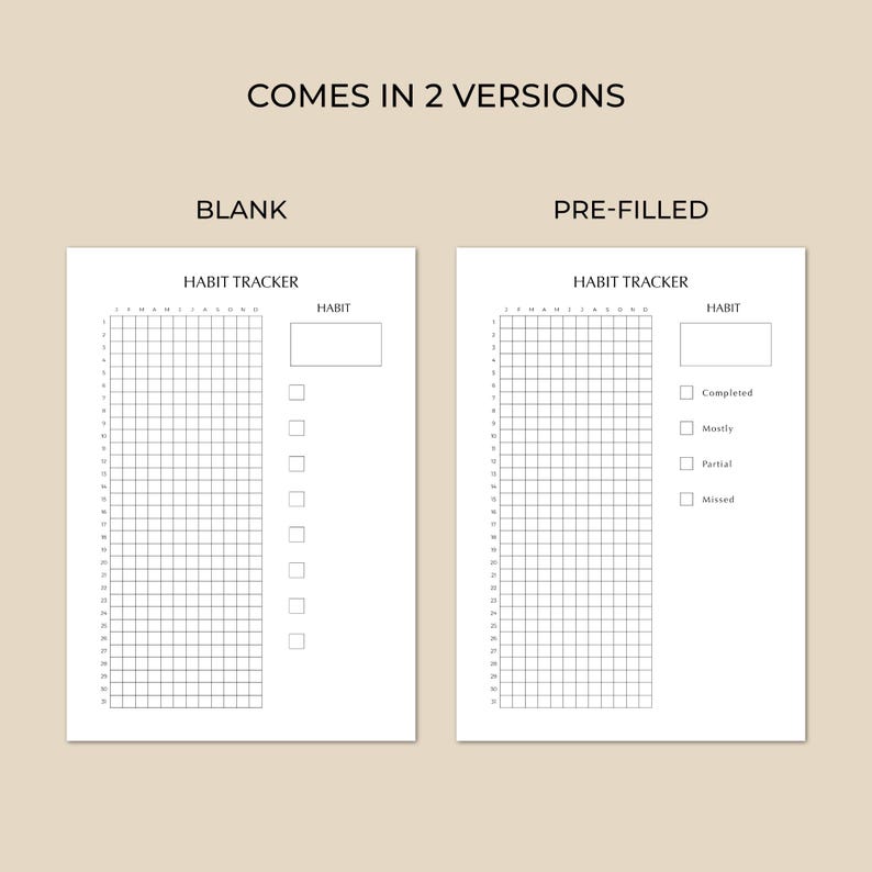 Daily Habit Tracker Printable | Yearly Color in Pixel Grid Habit ...