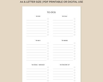Categorized To Do List Printable | Calls Emails Errands Planner, Daily Task Organizer