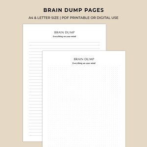Brain Dump Pages Printable | Lined & Dotted Notes Pages | Writing Journal