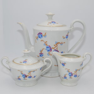 C.T Tielsch Altwasser Silesian porcelain, coffee core Tielsch Altwasser coffee set Art Deco porcelain from Silesia, antique Silesian set