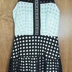 Vintage Devlin Sleeveless Black and White Eyelet Dress