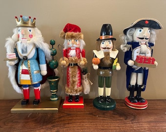 Christmas Nutcrackers - King Louis, Santa, Calendar, Pilgrim