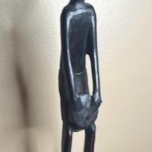 Vintage Handcarved Ebony African Man Playing a Drum