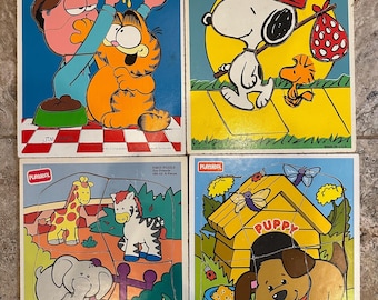 Vintage Garfield, Snoopy, and More Wooden Puzzles - Buyer’s Choice
