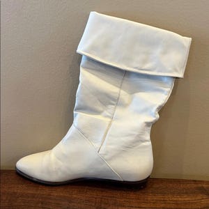 Vintage Modern Brazil Leather Cream Slouch Boots image 6